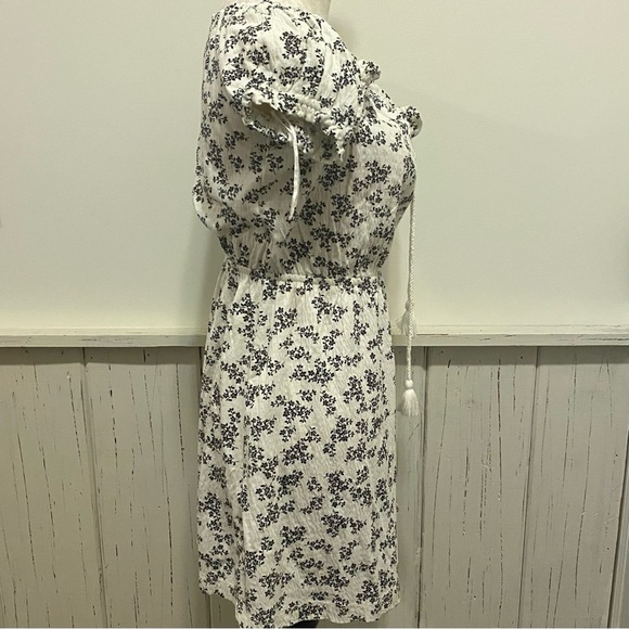 Roxy Medium White Lightweight Summer Dress Black Floral Pattern - Picture 11 of 14